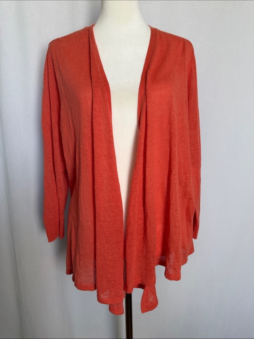 NEW Chico's Women's Open Front Lightweight Cardigan Sweater Size XL (3) Coral